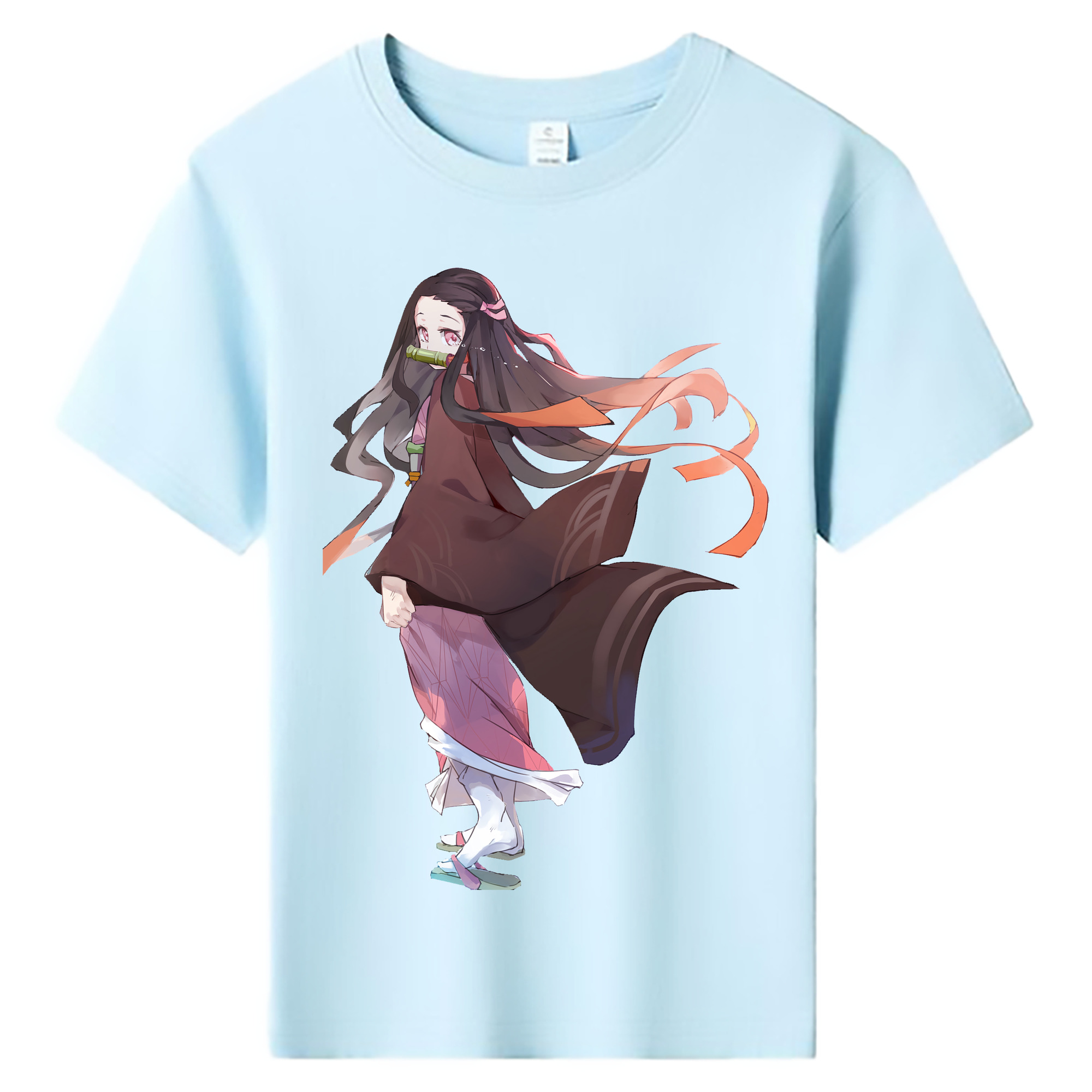 （画像用） 鬼滅の刃（きめつのやいば）竈門 禰󠄀豆子／かまど ねずこ Kamado Nezuko 綿100％キッズTシャツ（フロントプリント）